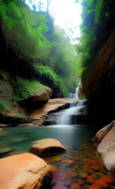 Una cascada en el bosque