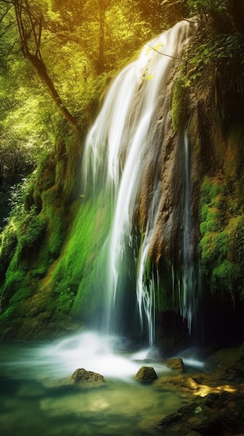 Una cascada en el bosque