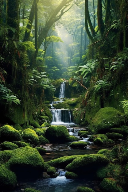 Una cascada en el bosque