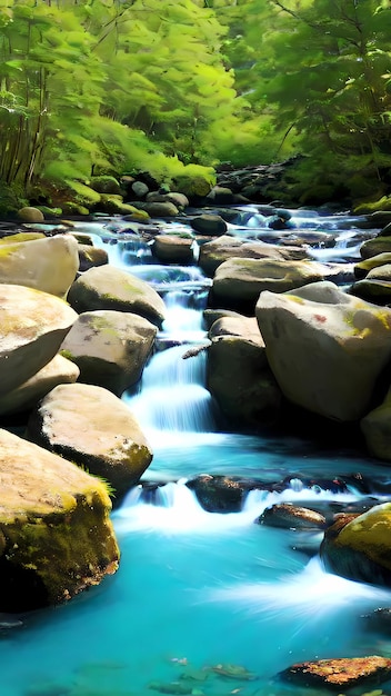 Una cascada con una cascada al fondo.