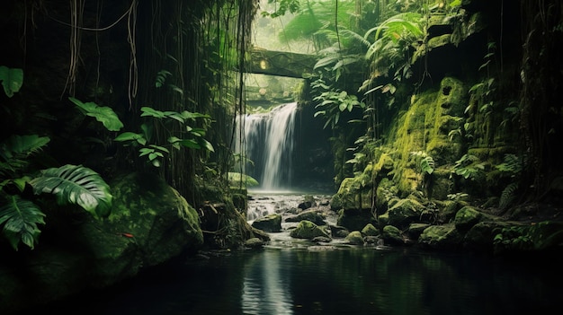 cascada en las colinas del bosque