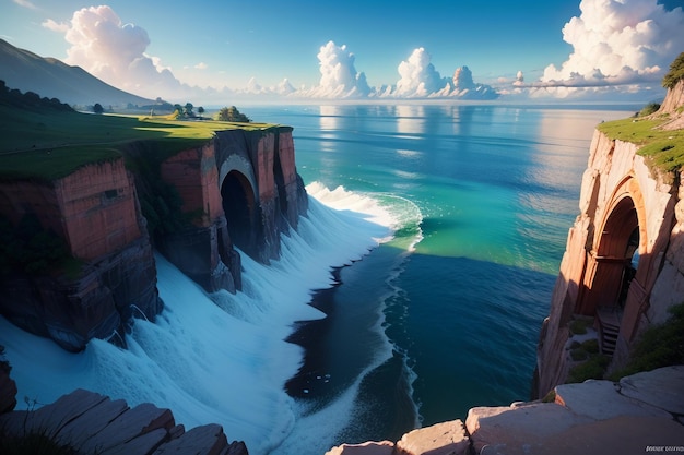 Una cascada en la costa de francia.