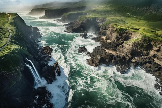 Una cascada en la costa