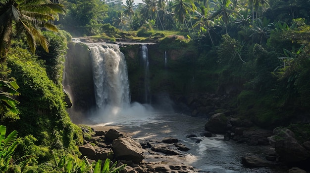 Cascada egenungan en el río Petanu Kemenuh AI Generative