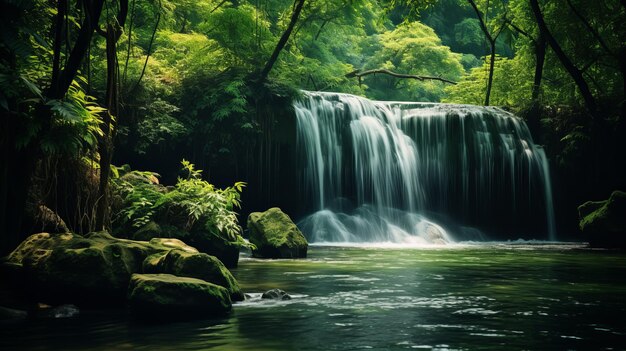 cascada en un exuberante bosque verde