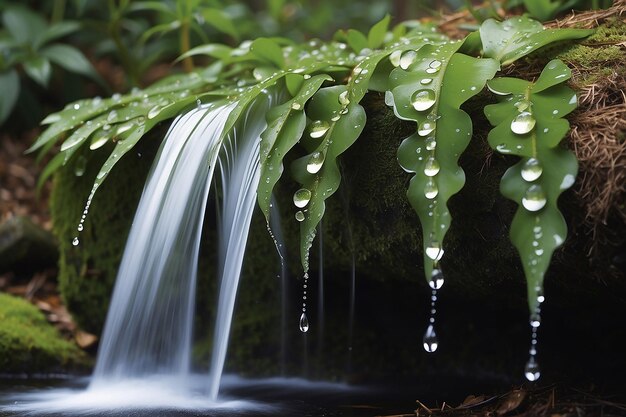 Foto cascada de gotas de rocío