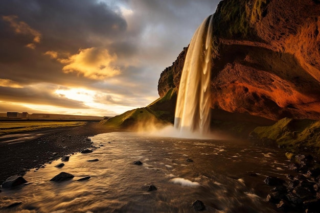 una cascada en el medio de un área rocosa