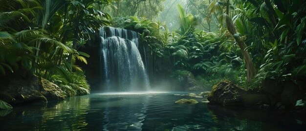 una cascada en el medio de un bosque verde exuberante