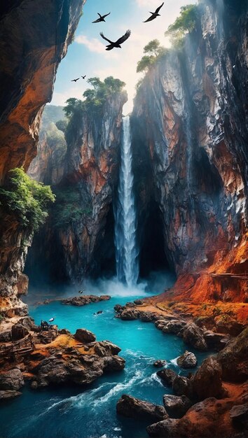 cascada en el medio de un cañón