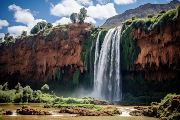 Cascada en las montañas de Argentina América del Sur Cascadas Toned Ouzoud Gran Atlas en Marruecos AI Generado