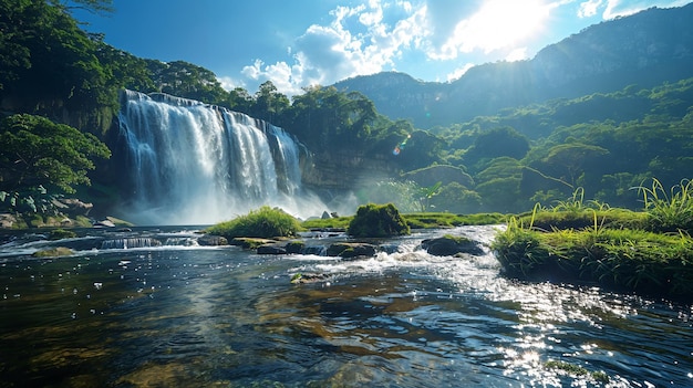una cascada en las montañas