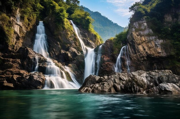 Una cascada en las montañas