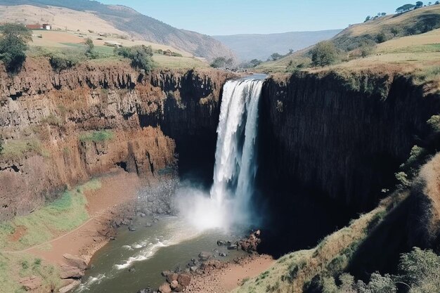 una cascada en las montañas