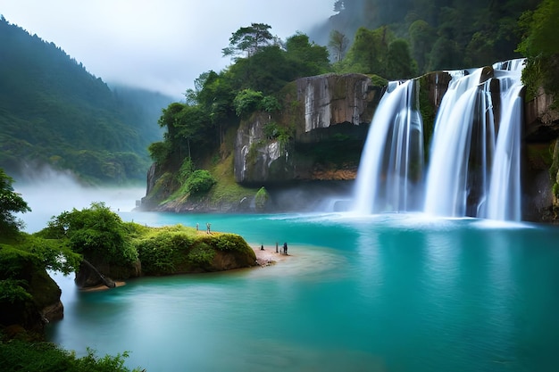 Una cascada en las montañas