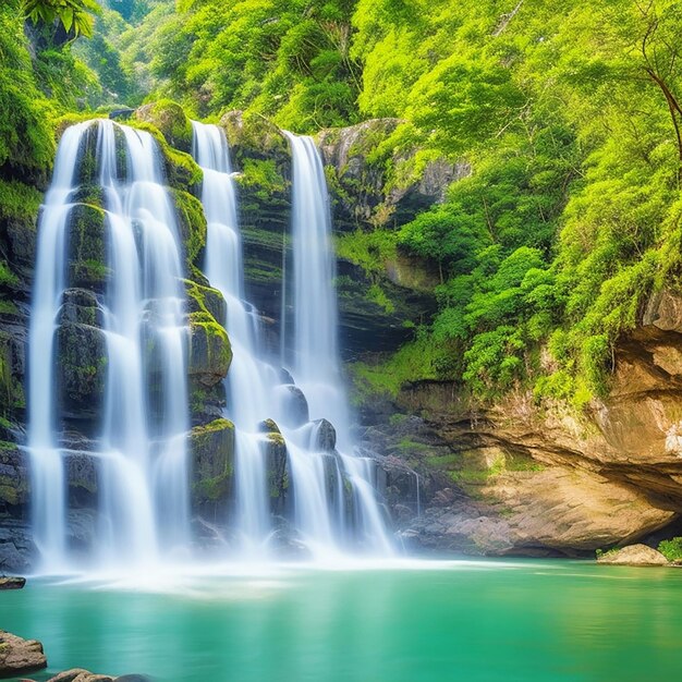 Foto cascada en la naturaleza generada por ia