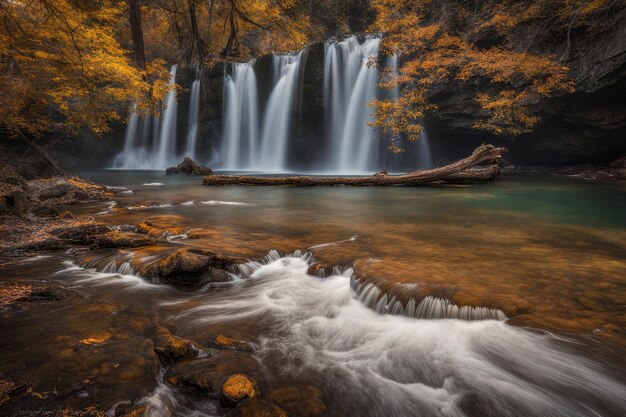 cascada de otoño en el bosque cascada de Otoño en el bosque hermosa cascada en el bosque