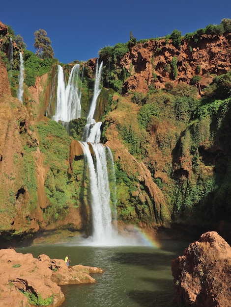 Cascada de Ouzoud en Marruecos. Vista panorámica de las cascadas en Marruecos.