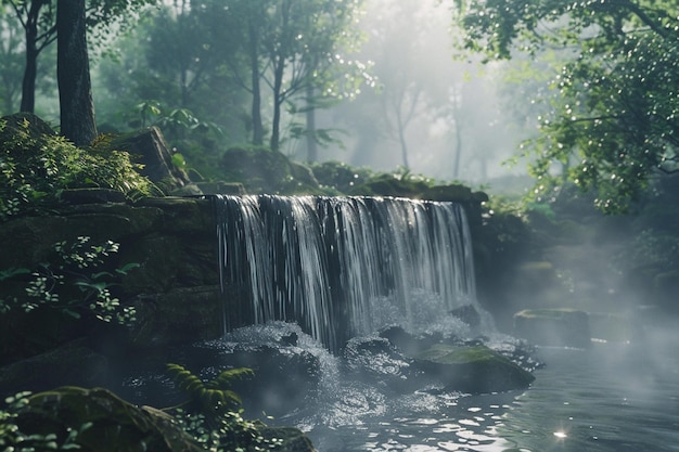 Una cascada pacífica escondida en lo profundo del bosque