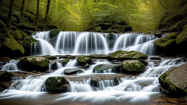 Cascada de paisaje primaveral IA generativa