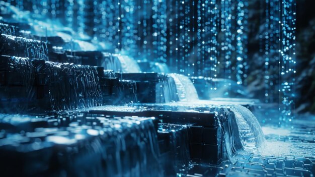 Una cascada que baja los niveles de encriptación asegurando que los datos permanezcan seguros a medida que fluyen