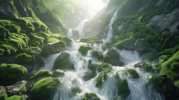 Cascada río montaña salpicaduras ruido belleza cascada flujo naturaleza altura piedras roca mar arco iris lago avalancha gotas generadas por IA
