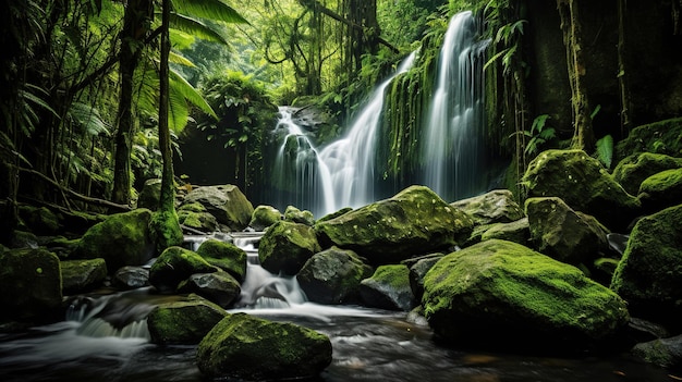 Una cascada en la selva.