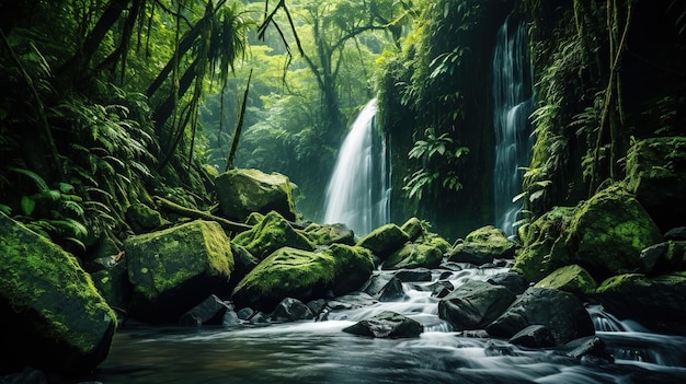 Una cascada en la selva.