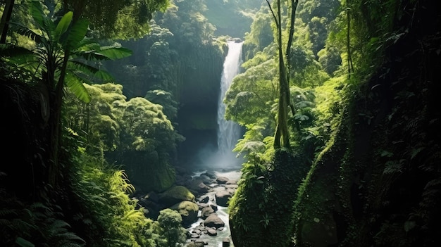 Una cascada en la selva.