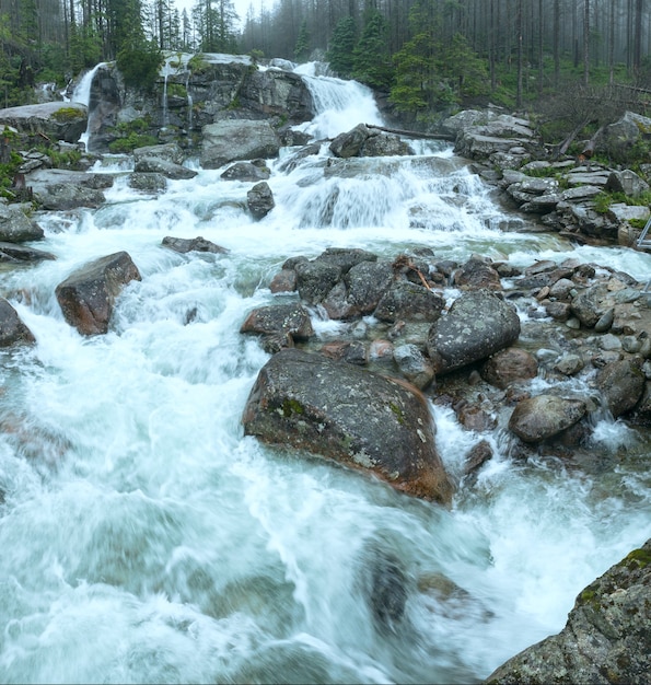 Cascada en la vista de verano del Gran Valle Frío