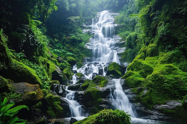 Cascadas ocultas en un bosque exuberante