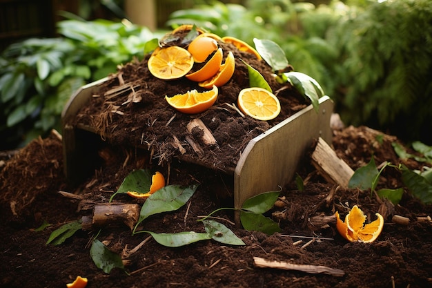 Las cáscaras de mandarina se compostan para la jardinería orgánica