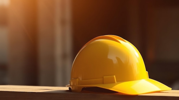 Casco amarillo en el sitio de construcción Día del Trabajo Generativo Ai