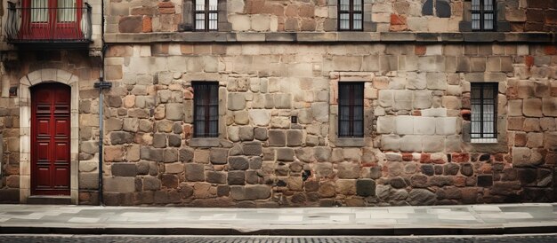 El casco antiguo de Bilbao tiene una pared de piedra.