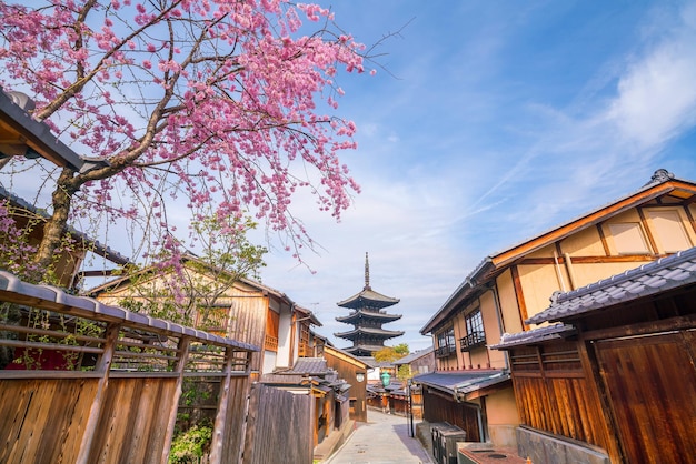 El casco antiguo de Kioto durante la temporada de sakura
