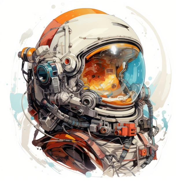 casco de astronauta de dibujos animados de colores