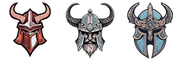 El casco de batalla del guerrero vikingo logotipo 2D