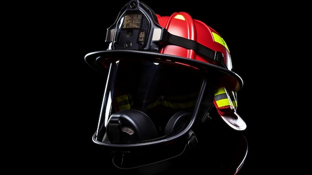 Casco de bomberos con fondo negro