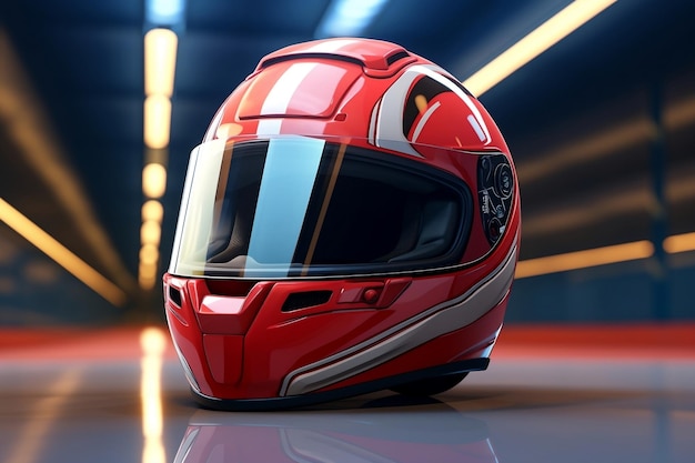 Un casco de carreras en un circuito de carreras de motor IA generativa