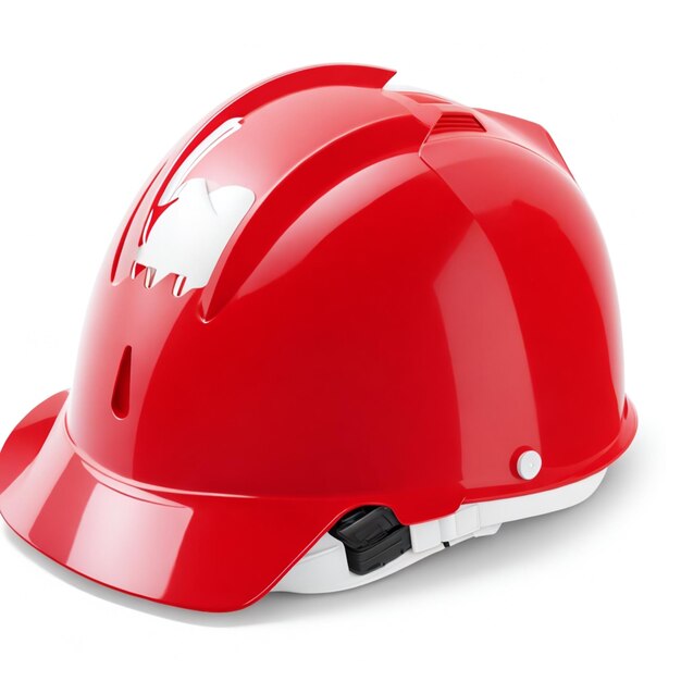 Casco de color mixto rojo y blanco para mano de obra en imagen de fondo blanco ai generativo