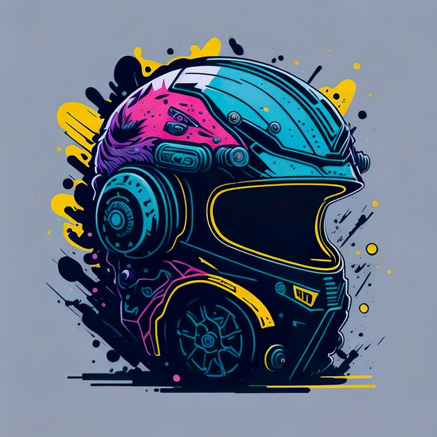 Un casco colorido con la palabra jet