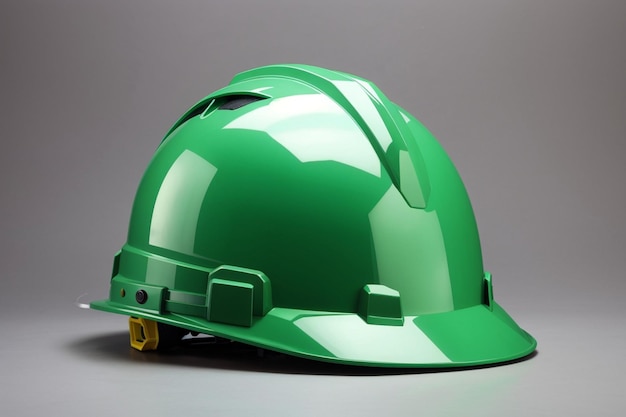 Casco de construcción verde con caminos de corte