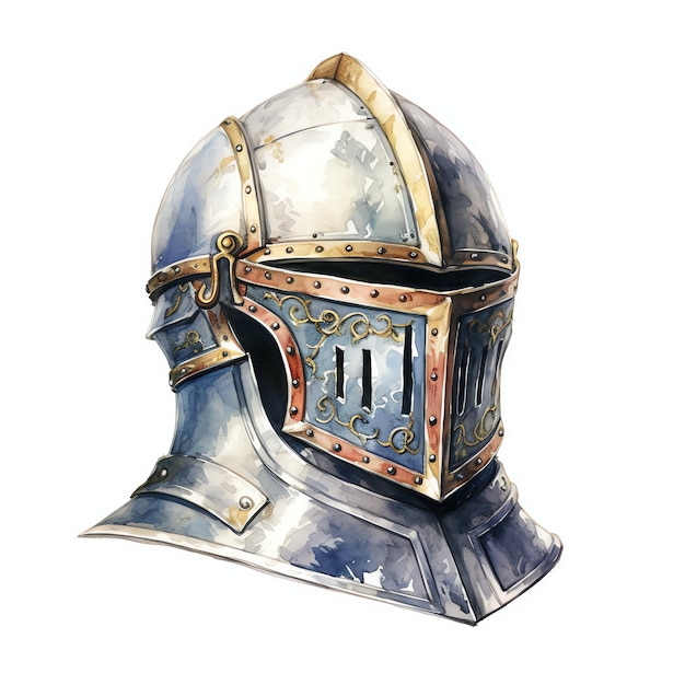 Casco de salete Fantasia de aquarela medieval