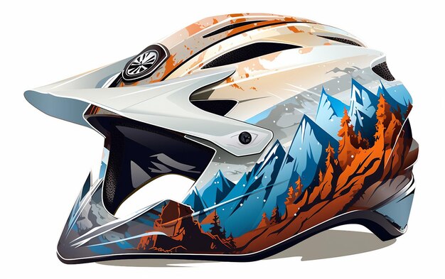 Foto casco de diseño creativo para motociclista.