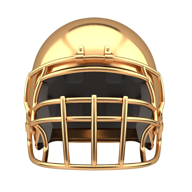 Foto casco de fútbol americano dorado aislado