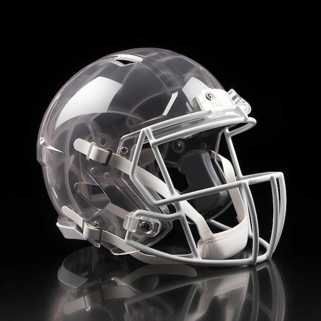 Un casco de fútbol americano hecho de plástico transparente.