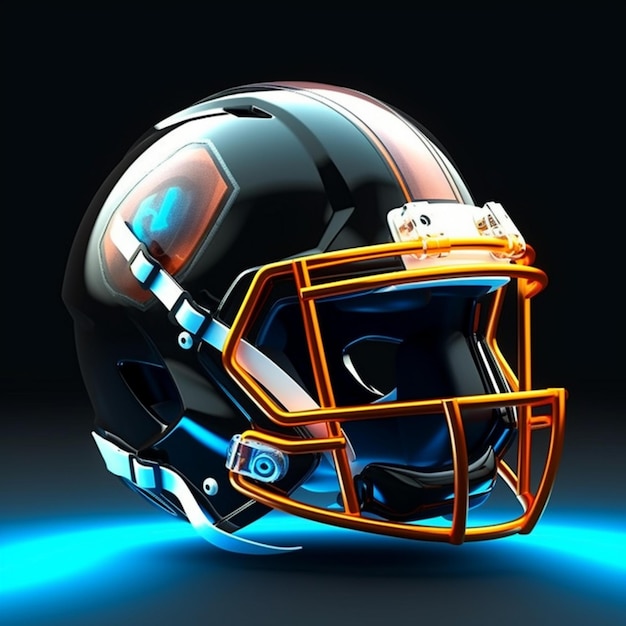 Un casco de fútbol americano con luces de neón