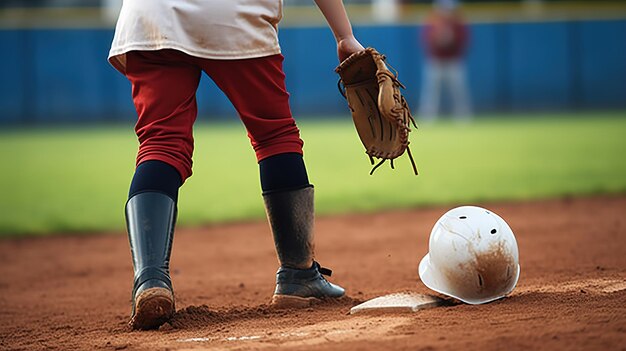 Foto un casco de jugador de béisbol en el fondo