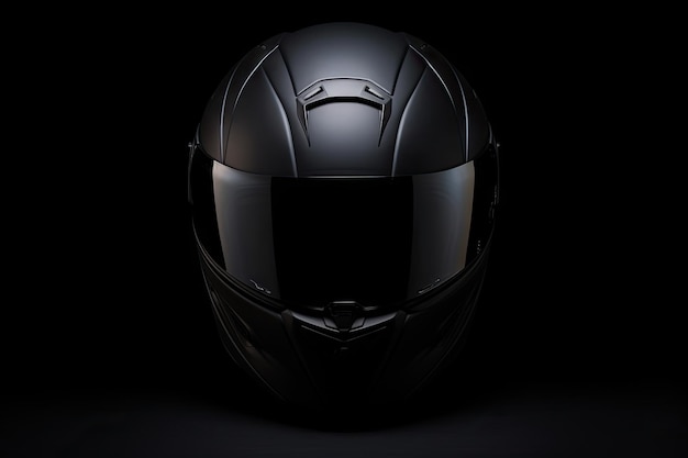 Casco de motocicleta negro sobre fondo oscuro