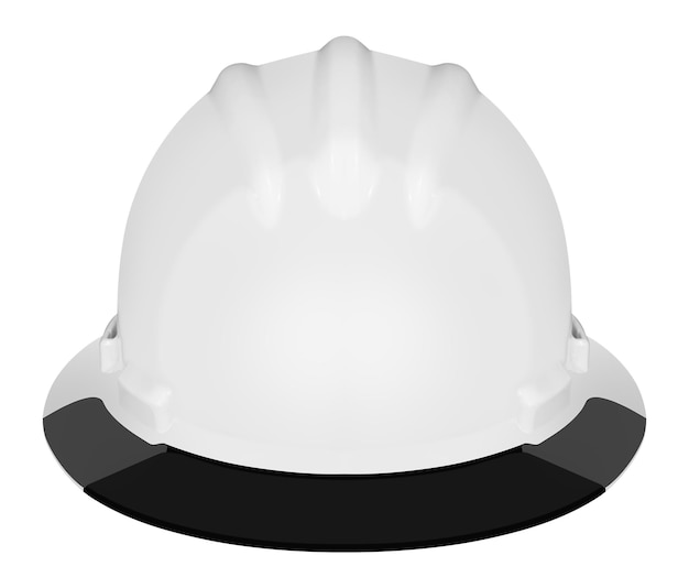 Casco de seguridad blanco aislado sobre fondo blanco con trayectoria de recorte