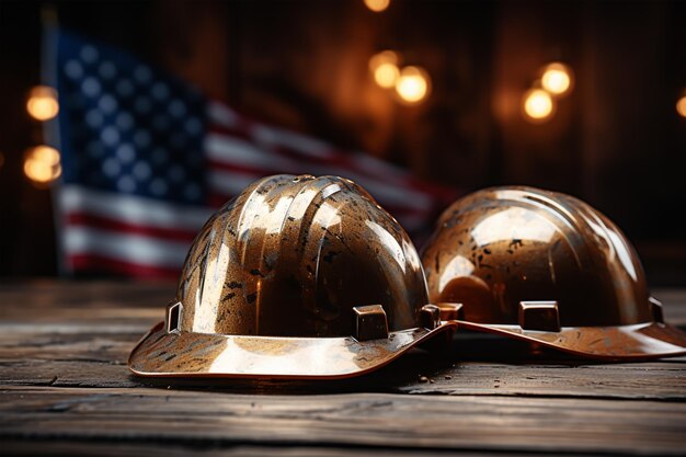 Casco de seguridad laboral con bandera americana